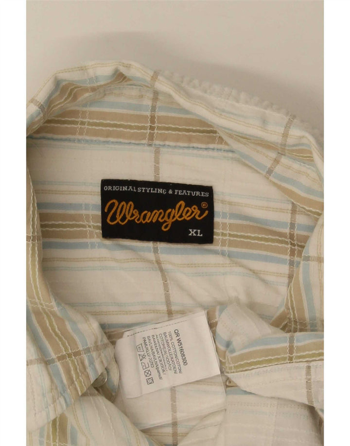 Wrangler Herren-Kurzarmhemd XL, weiß kariert, Baumwolle