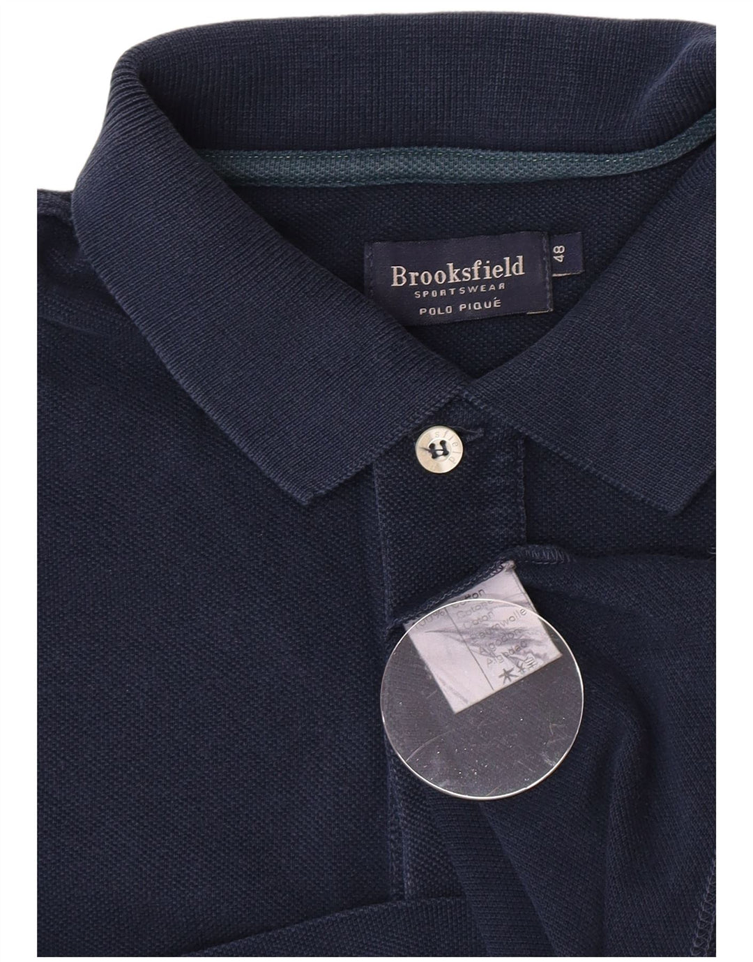 Brooksfield Herren Poloshirt IT 48 Medium Marineblau Baumwolle
