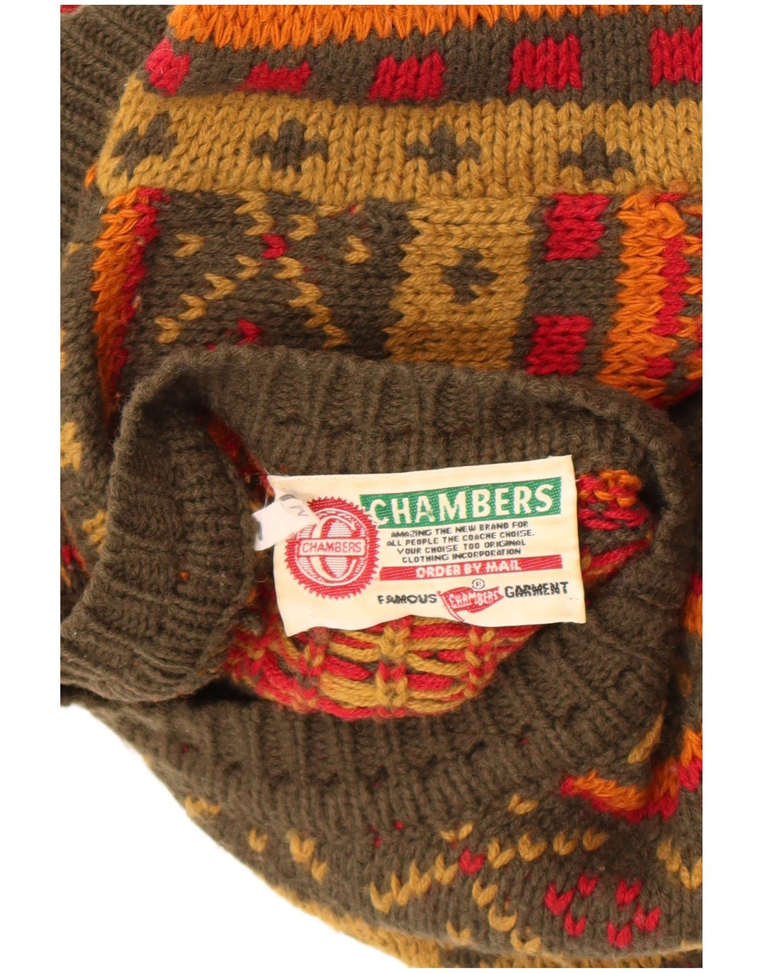 Chambers Herren-Pullover mit Rundhalsausschnitt, mittelgrüne geometrische Wolle