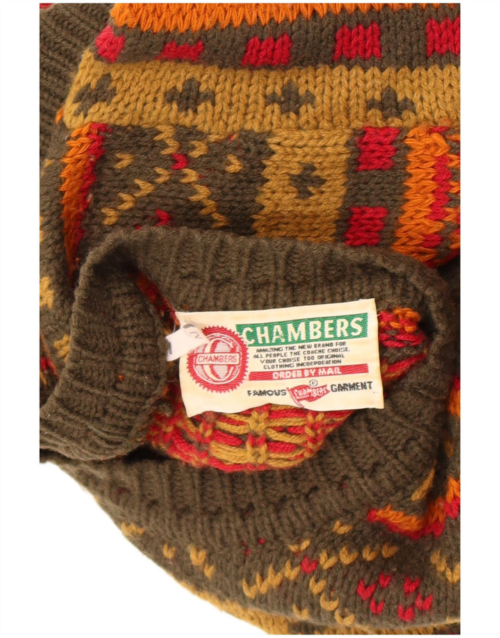 Chambers Herren-Pullover mit Rundhalsausschnitt, mittelgrüne geometrische Wolle
