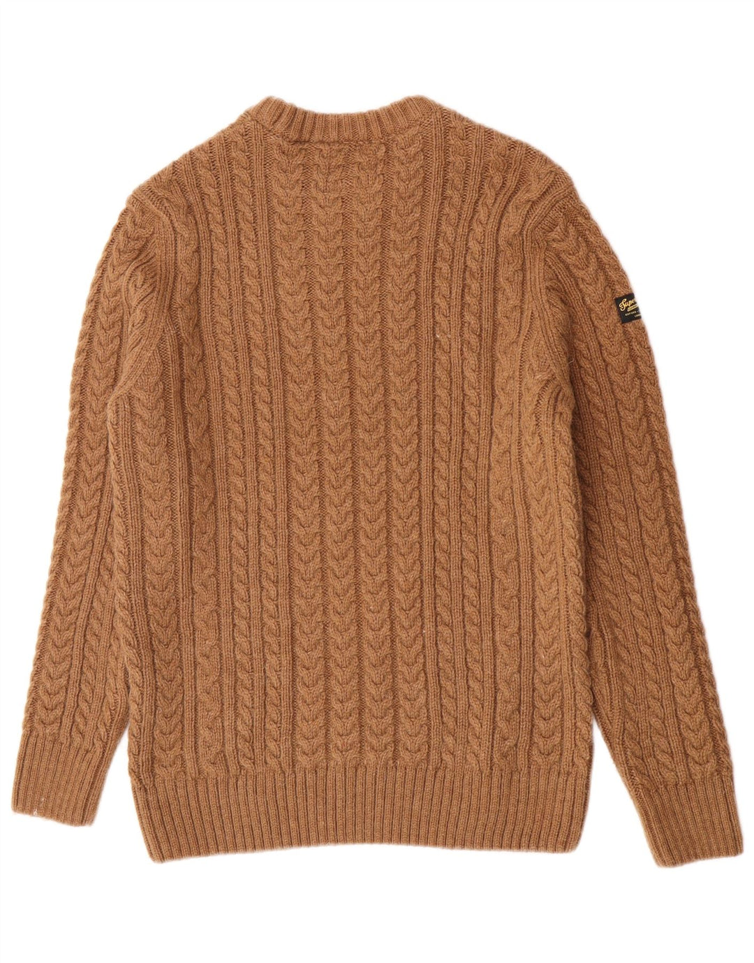 Superdry Herren-Pullover mit Rundhalsausschnitt, großes braunes Acryl