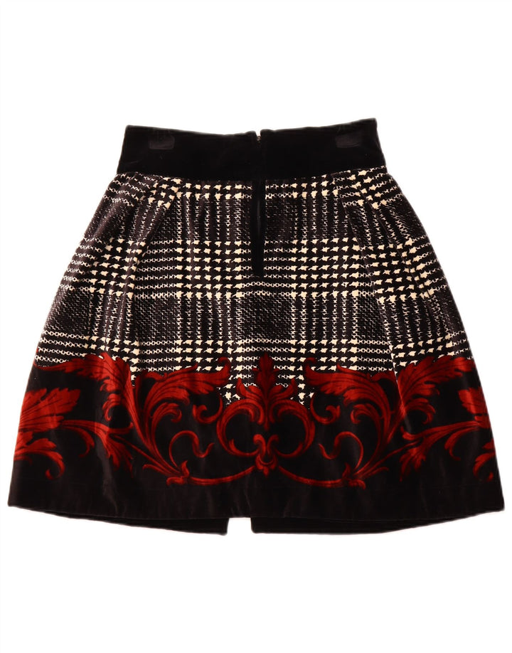 BYBLOS Damen Samt-A-Linien-Rock IT 42 Medium W28 Schwarz geblümte Baumwolle