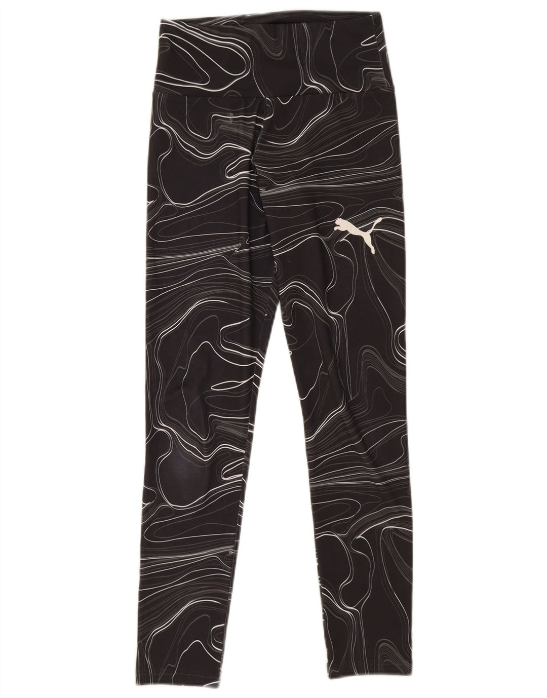 Puma Womens Abstract Pattern Leggings UK 8 Small Schwarz Geometrisch