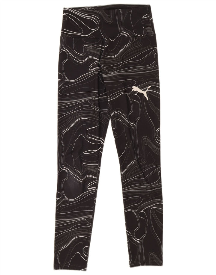 Puma Womens Abstract Pattern Leggings UK 8 Small Schwarz Geometrisch