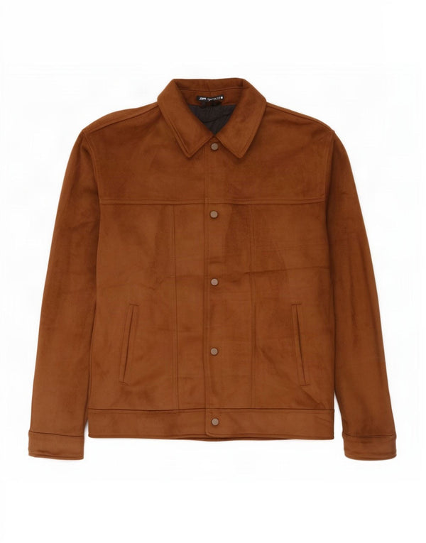 Zara Herren-Bomberjacke aus Wildlederimitat, UK 42, XL, Beige, Polyester