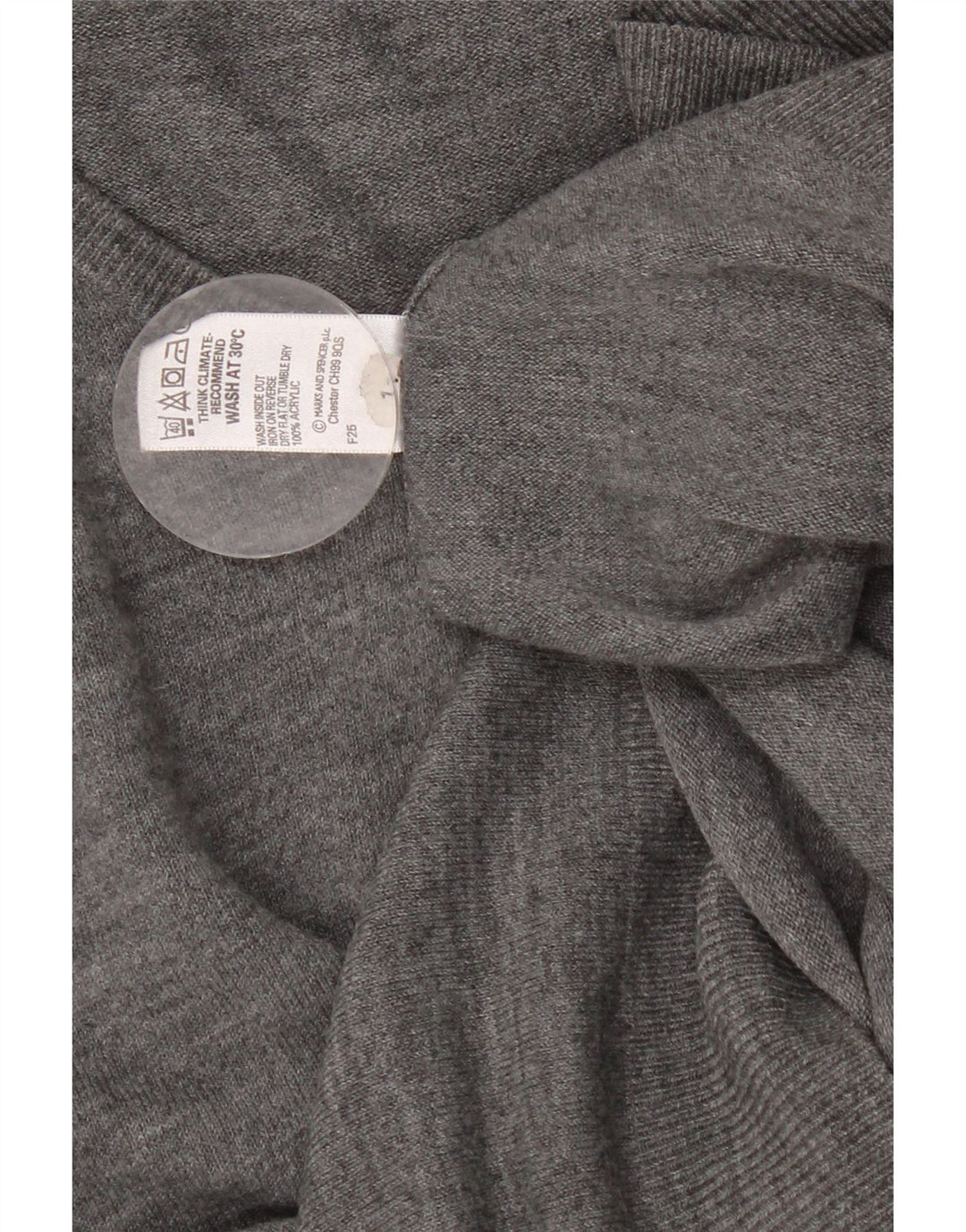 Marks & Spencer Herren-Pullover mit V-Ausschnitt, XL, graues Acryl