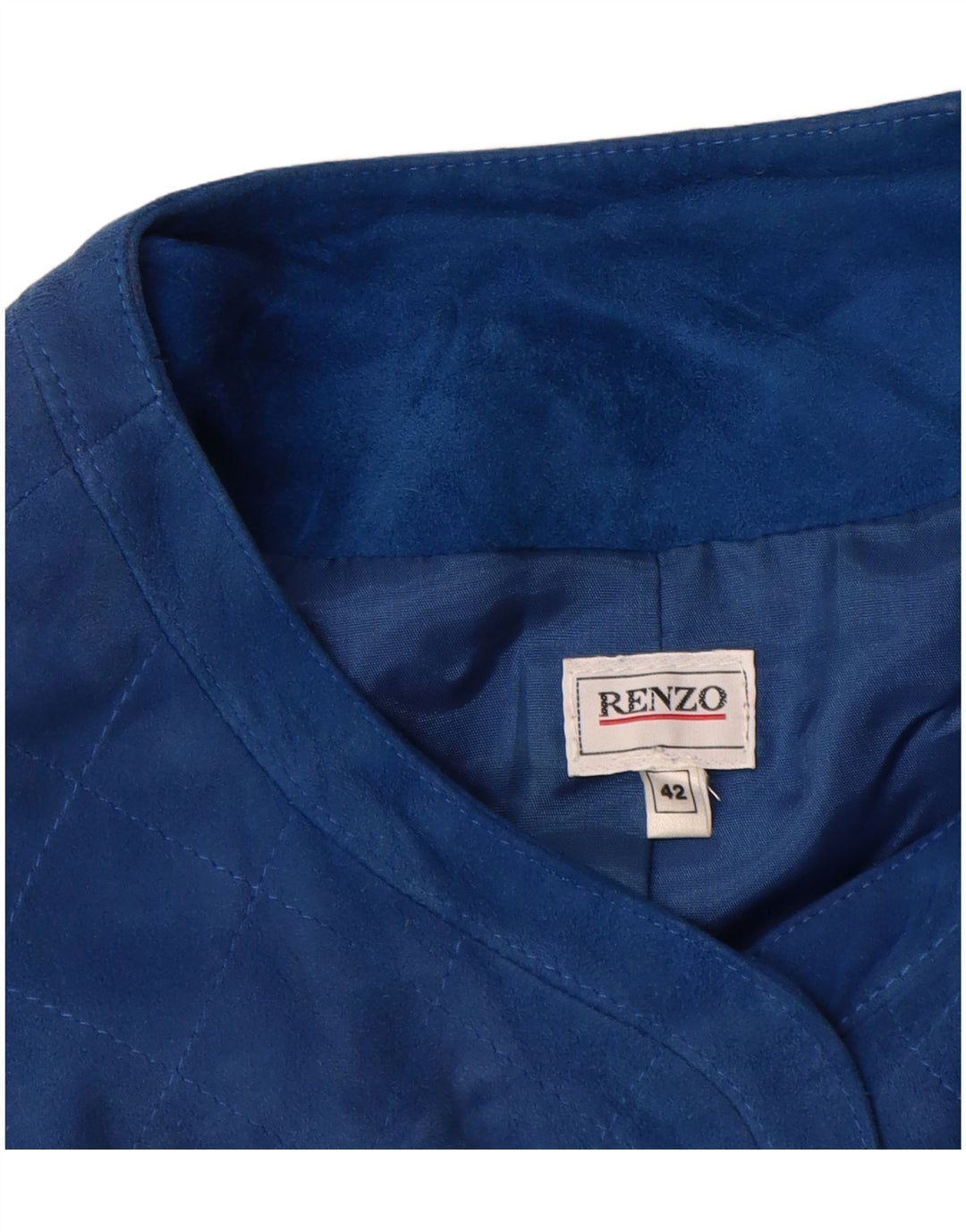 Renzo Damen 4-Knopf-Wildleder-Blazerjacke IT 42 Mittelblaues Leder