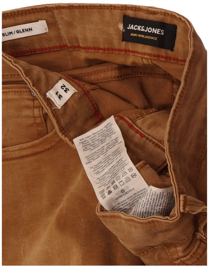 Jack & Jones Herren GLENN Slim Jeans W31 L32 Braune Baumwolle