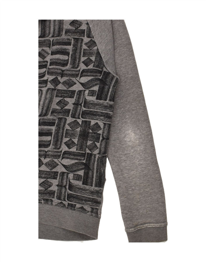 NIKE Womens Abstract Pattern Zip Hoodie Sweater UK 14 Medium Grey Cotton | Vintage Nike | Thrift | Second-Hand Nike | Used Clothing | Messina Hembry 