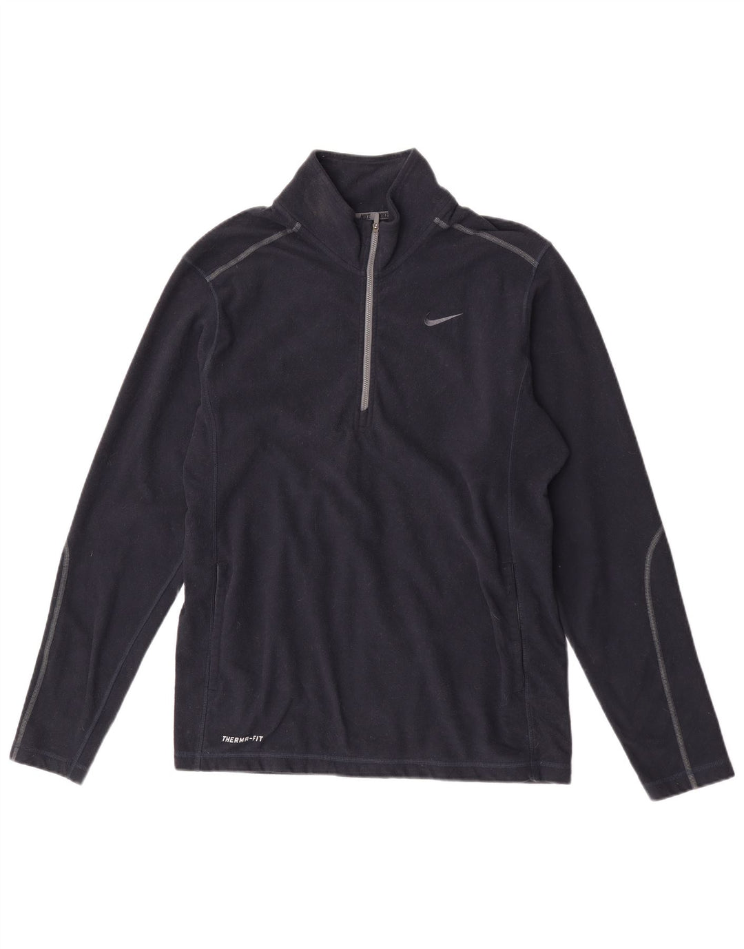 Nike Herren Therma-Fit Fleece-Pullover mit Reißverschluss am Hals, Mittelblaues Polyester