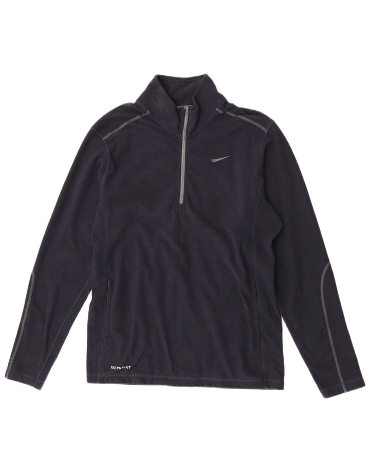 Nike Herren Therma-Fit Fleece-Pullover mit Reißverschluss am Hals, Mittelblaues Polyester
