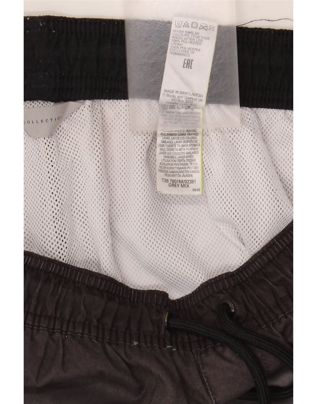 Marks & Spencer Herren-Badeshorts aus mittelgrauem Colourblock-Polyester