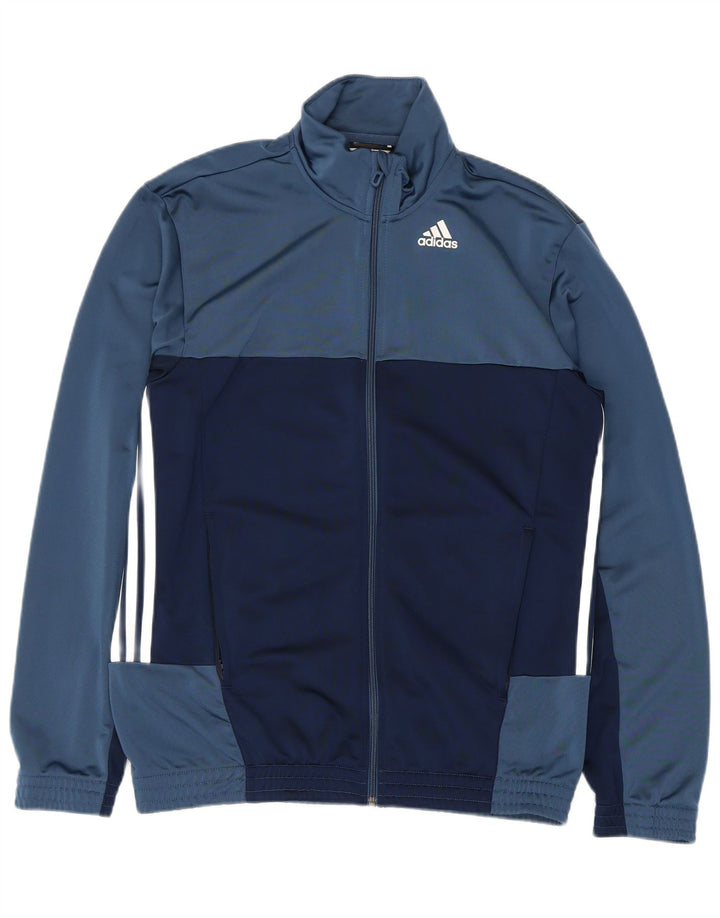Adidas Herren-Trainingsanzugoberteil mit Grafik, UK 40/42, mittelblau, Farbblock