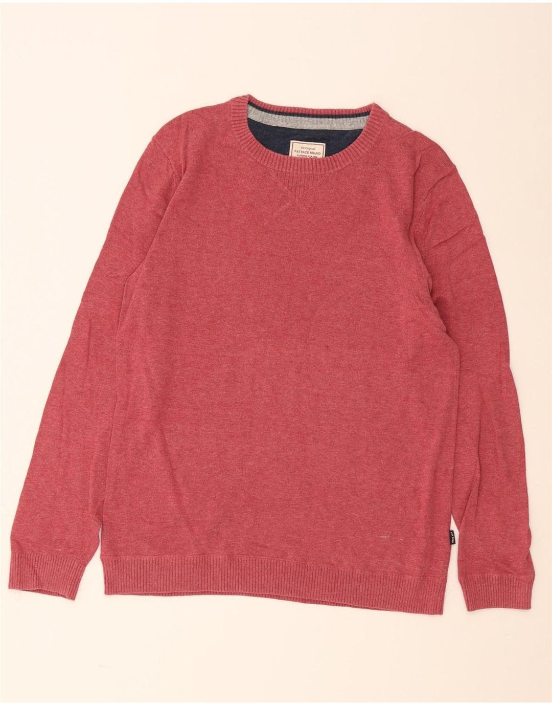 Fat Face Herren-Pullover mit Rundhalsausschnitt, mittelrote Baumwolle