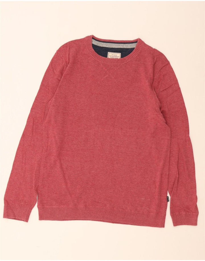 Fat Face Herren-Pullover mit Rundhalsausschnitt, mittelrote Baumwolle
