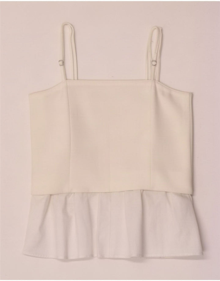 Zara Damen Cami Top UK 12 Mittelweißes Colourblock-Polyester
