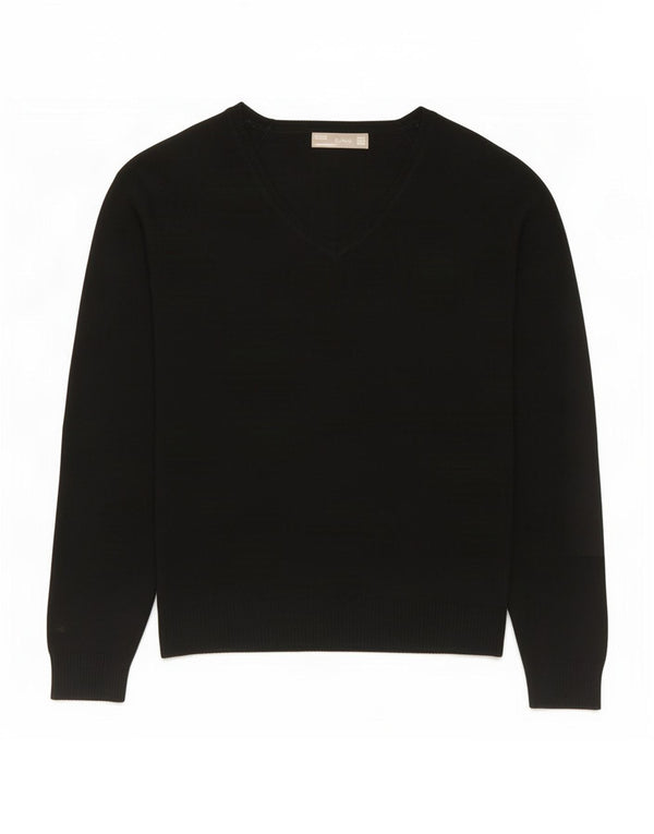 Zara Damen-Pullover mit V-Ausschnitt, Gr. 18, XL, schwarze Baumwolle