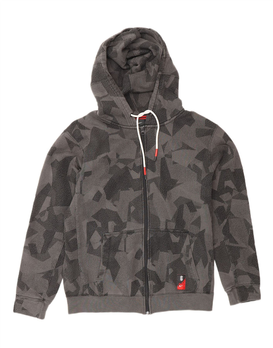 NIKE Herren-Kapuzenpullover mit Reißverschluss, mittelgrau, geometrisch