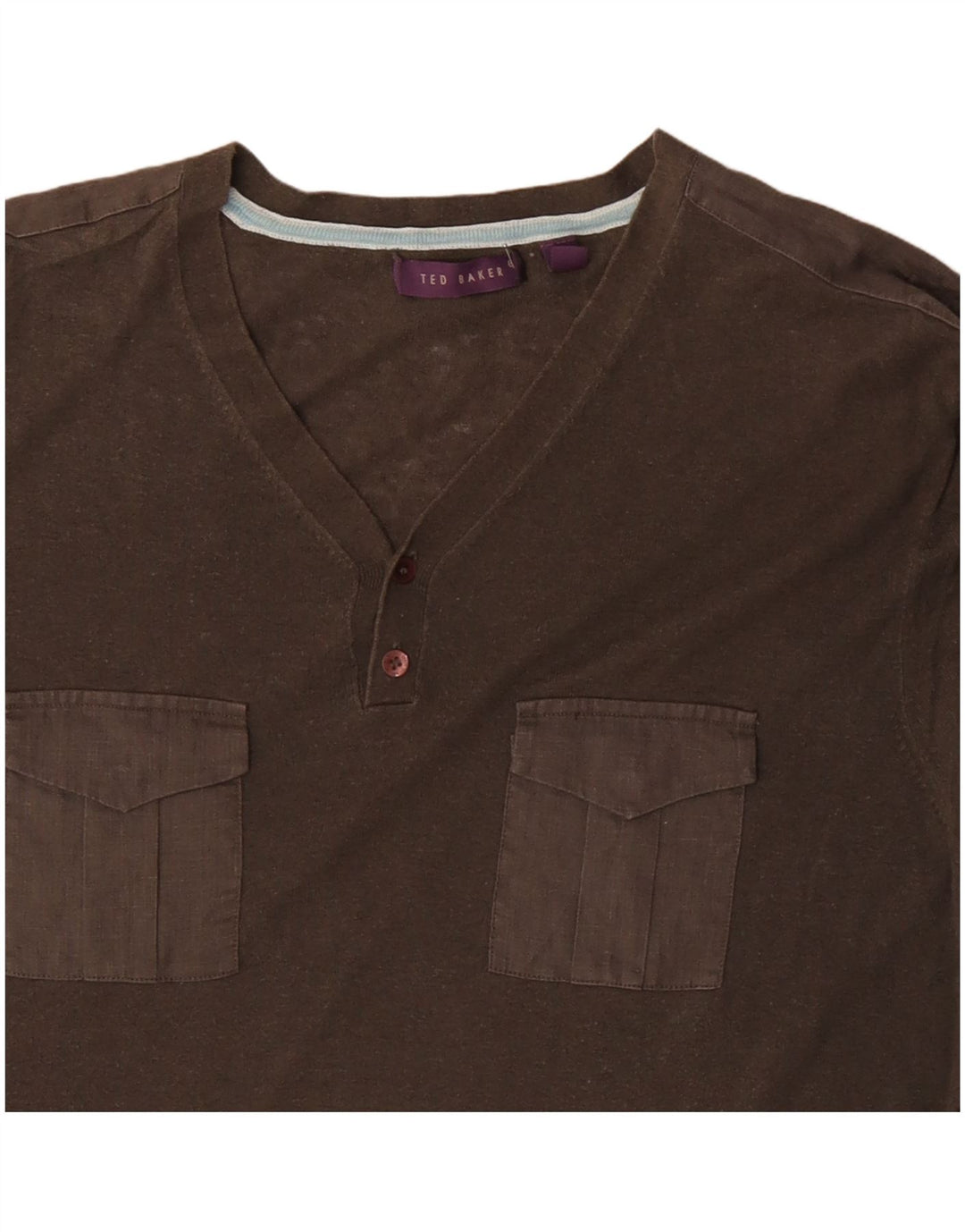 TED BAKER Herren T-Shirt Top Größe 6 2XL Khaki Baumwolle
