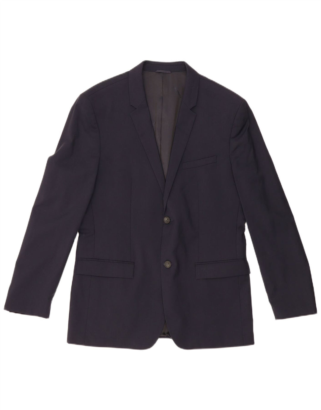 Calvin Klein Herren 2-Knopf-Blazerjacke IT 52 XL Marineblaue Schurwolle