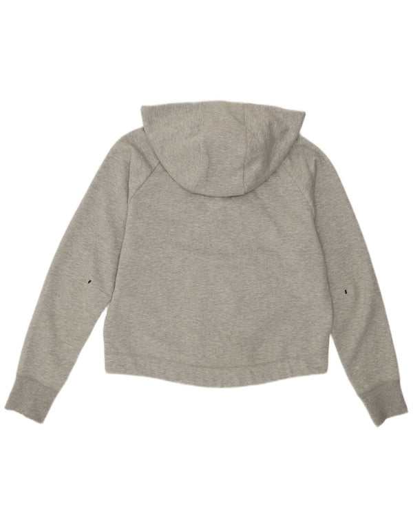 Nike Damen-Pullover mit übergroßem Reißverschluss und Kapuze, Gr. 10, Größe S, grau gefleckte Baumwolle