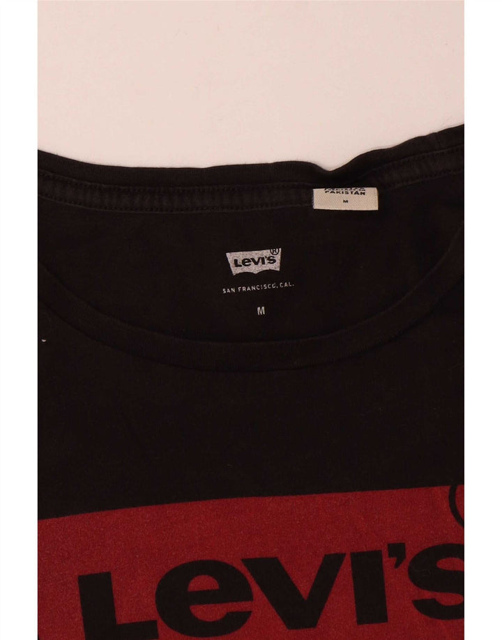 Levi's Womens Graphic T-Shirt Top UK 12 Mittelschwarze Baumwolle