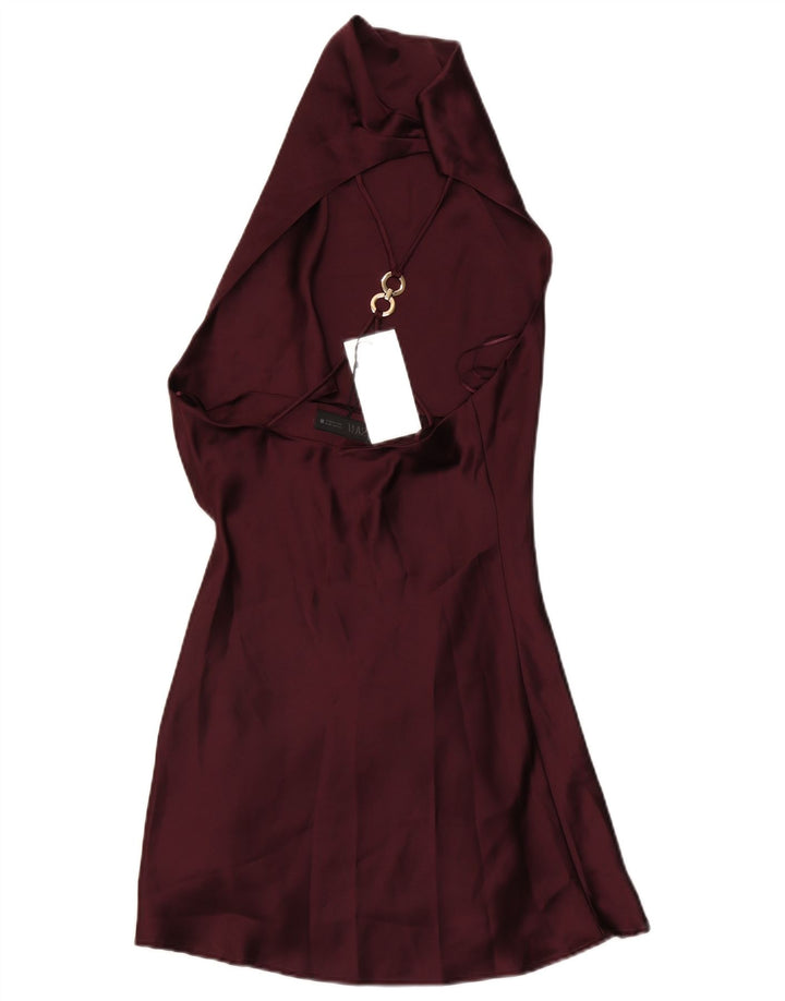 Zara Damen Neckholder-Kleid UK 10 Small Burgund Polyester