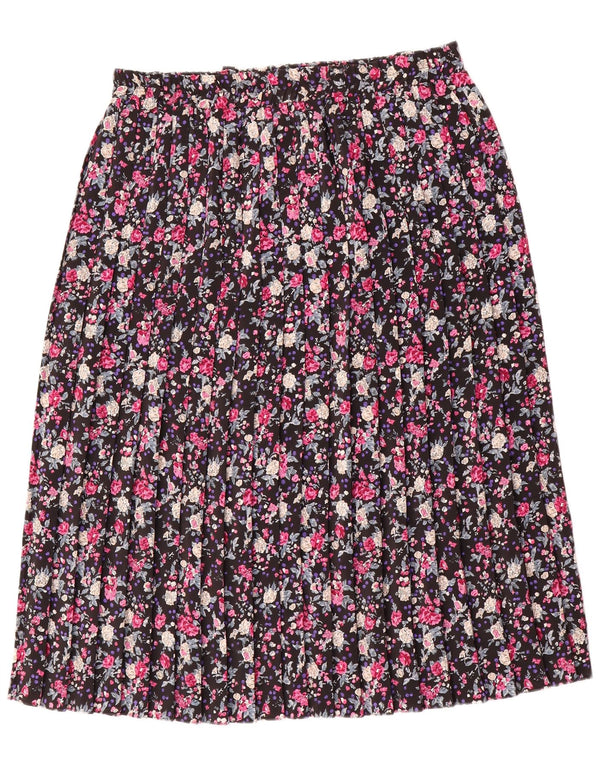 Vintage Damen Faltenrock UK 16 Large W38 Mehrfarbiges florales Polyester