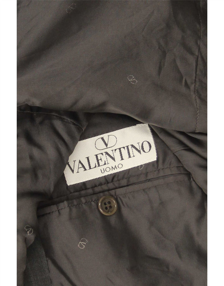 Valentino Herren-Blazer mit 3 Knöpfen, IT 50, große graue Schurwolle