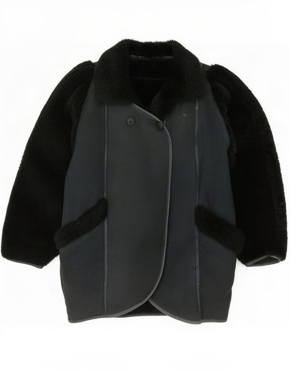 Conbipel Damen Übergroße Lammfelljacke IT 40 Small Grün Farbblock