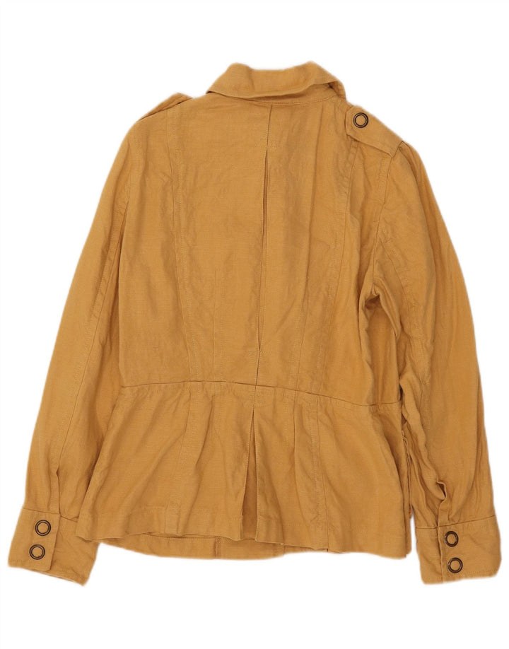 Luisa Spagnoli Damen Militär-Utility-Jacke IT 44 Mittelgelbes Leinen