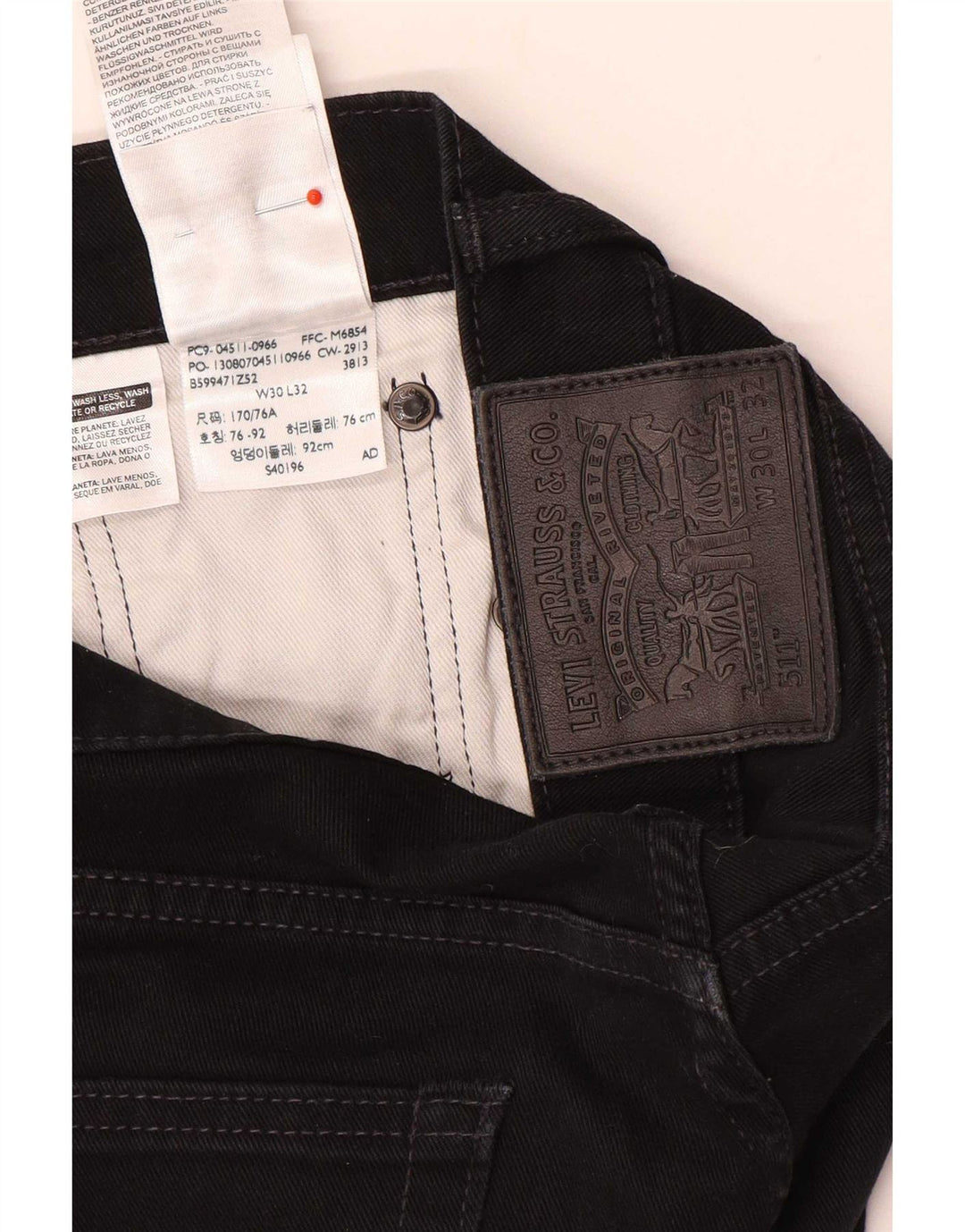 Levi's Herren Slim Jeans W30 L32 Schwarze Baumwolle