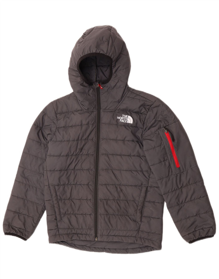 The North Face Wattierte Jacke mit Kapuze für Jungen, 11–12 Jahre, Größe L, Grau, Polyester