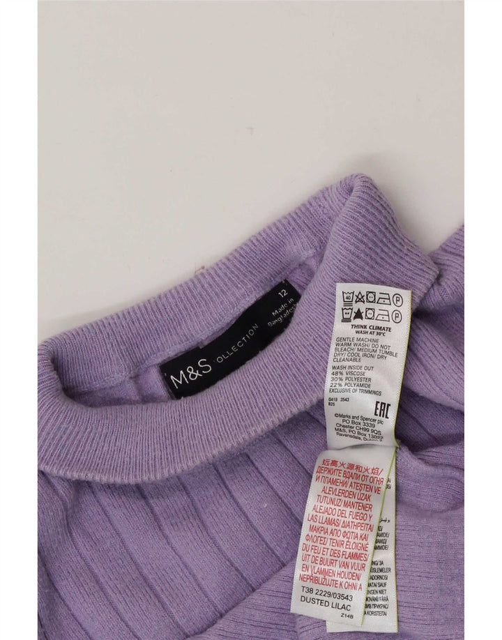 Marks & Spencer Damen-Pullover mit Rollkragen, UK 12, Mittelviolett