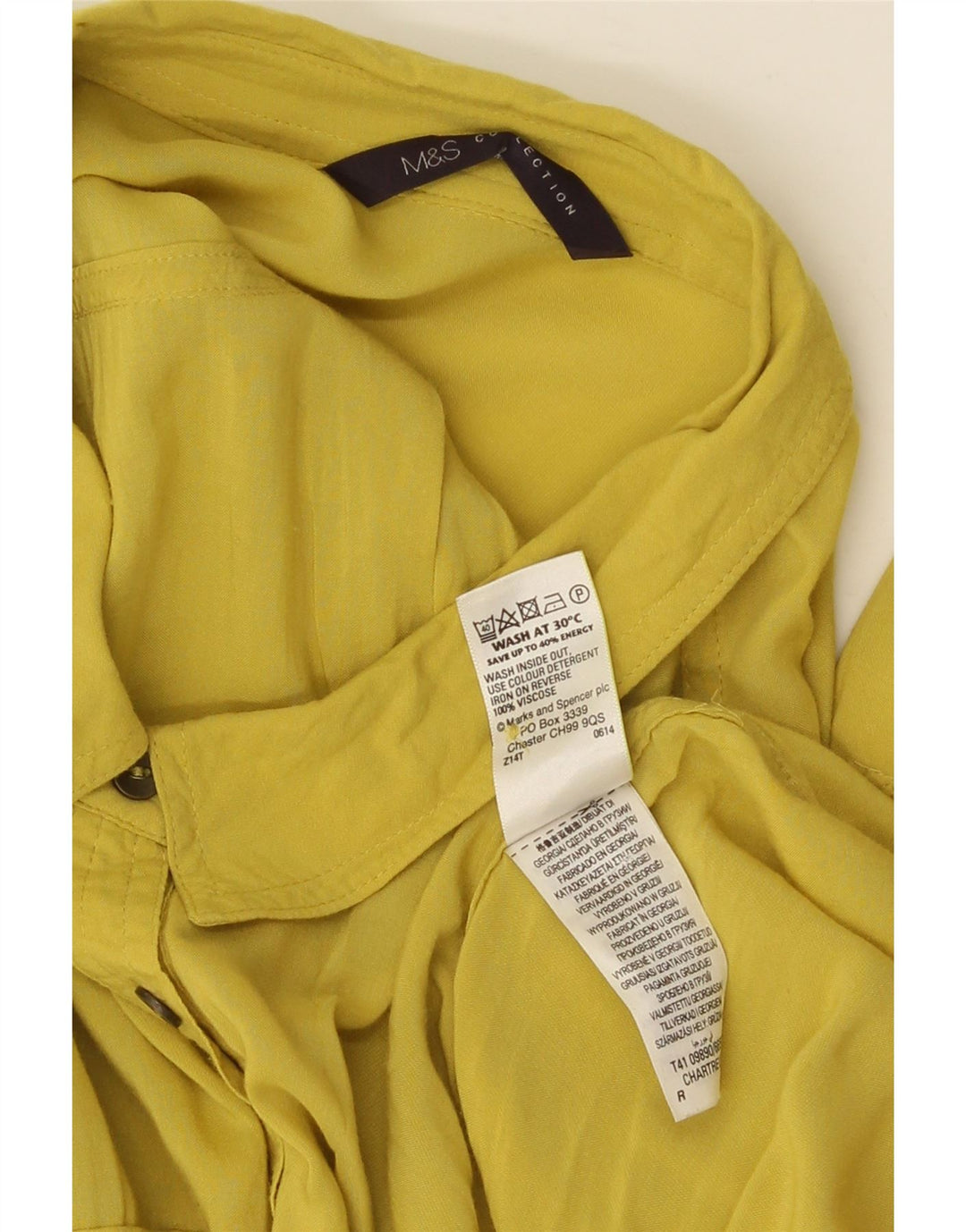 Marks & Spencer Damen Hemdbluse UK 20 2XL Gelbe Viskose