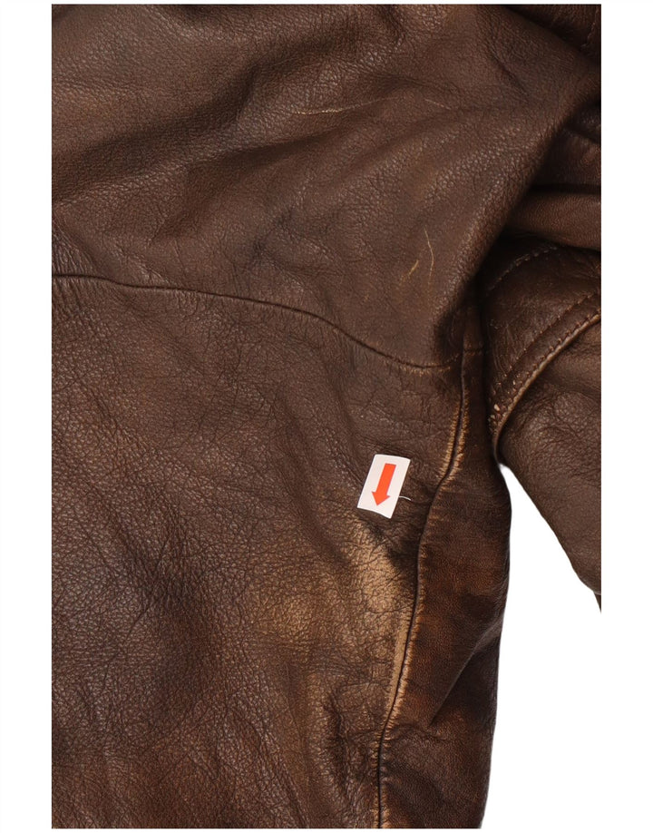 Harajuku Mother Herren Lederjacke UK 40 Großes braunes Leder