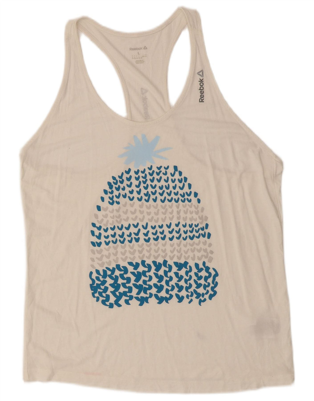 REEBOK Damen Graphic Vest Top UK 16/18 Large Weiß Modal