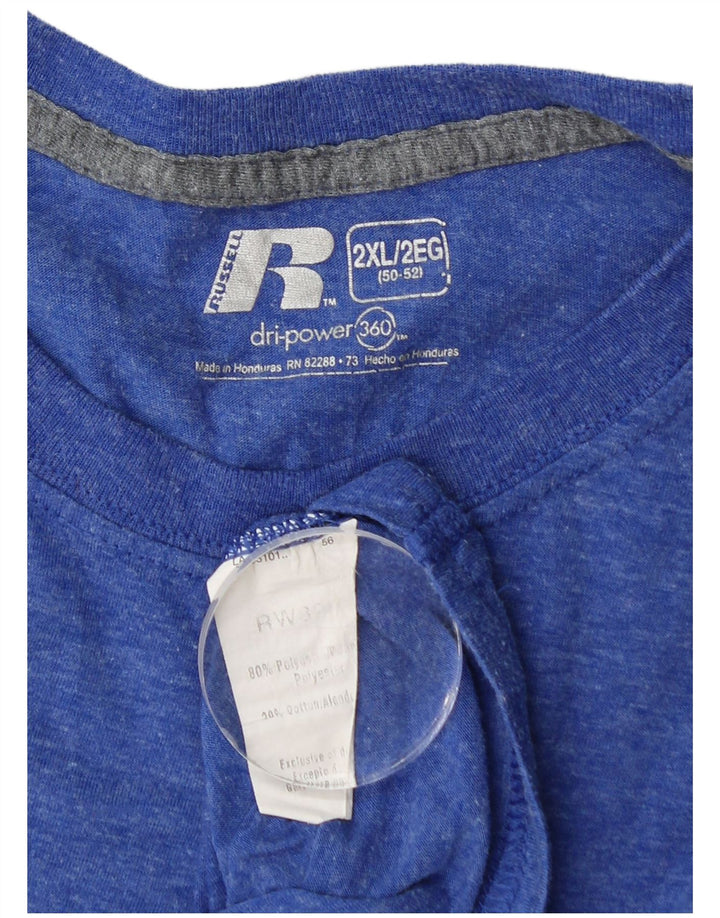 RUSSELL ATHLETIC Herren Dri-Power T-Shirt Top UK 50/52 2XL Blau Polyester
