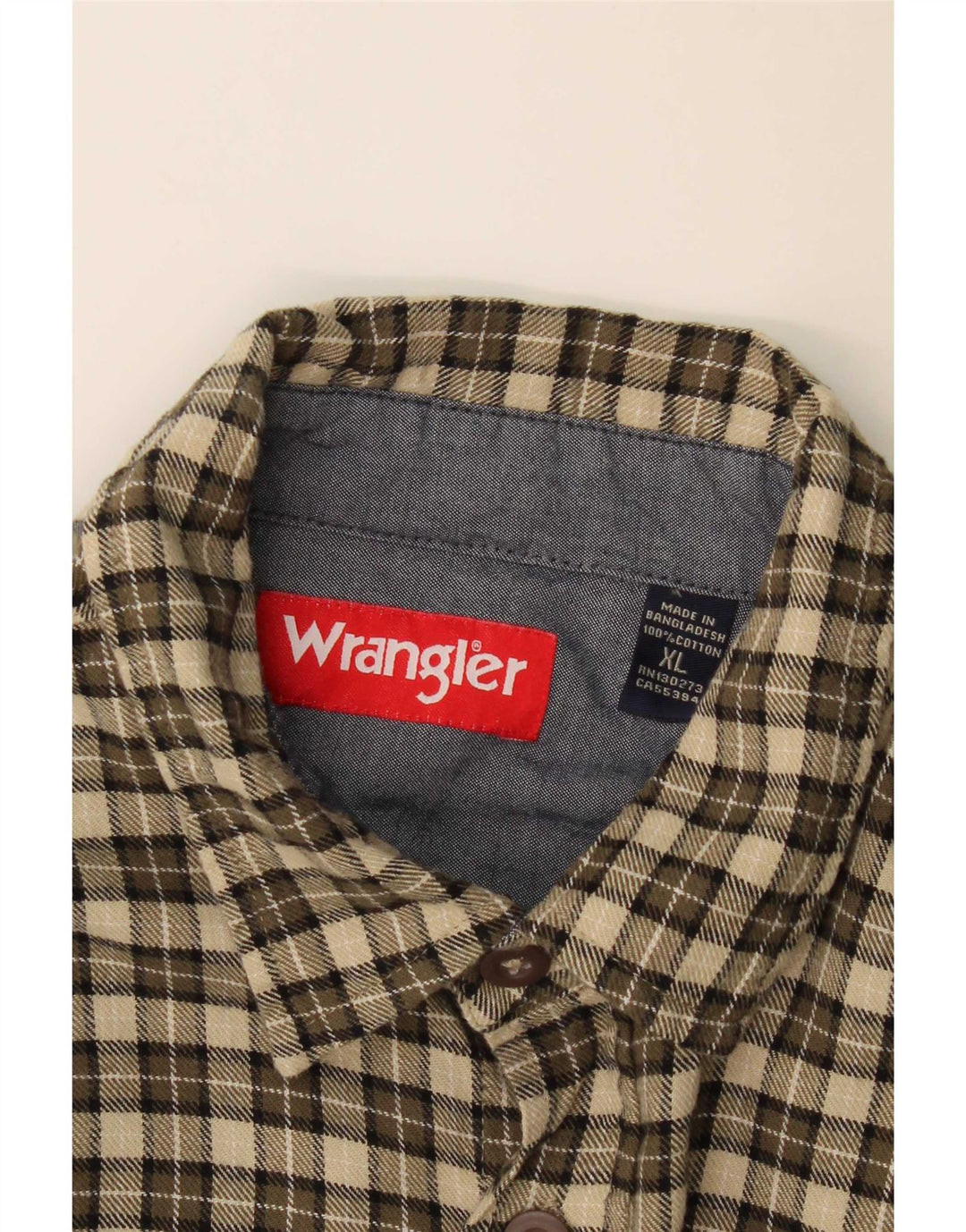 Wrangler Herren-Flanellhemd XL, Khaki, kariert, Baumwolle