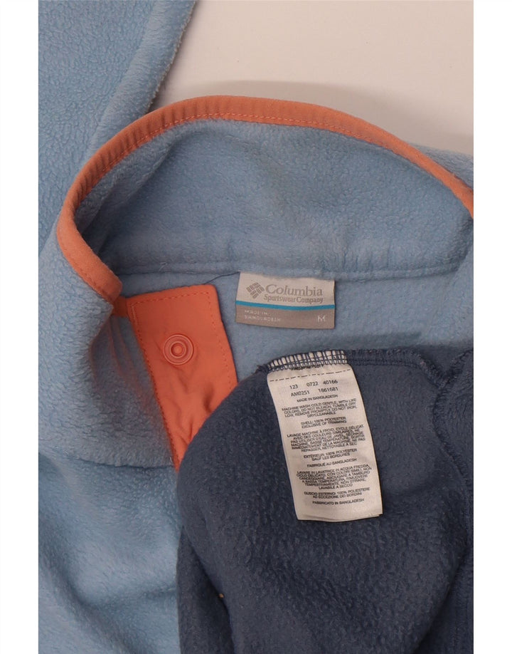 Columbia Herren-Fleecepullover mit Knopfkragen, Mittelblaues Farbblock-Polyester