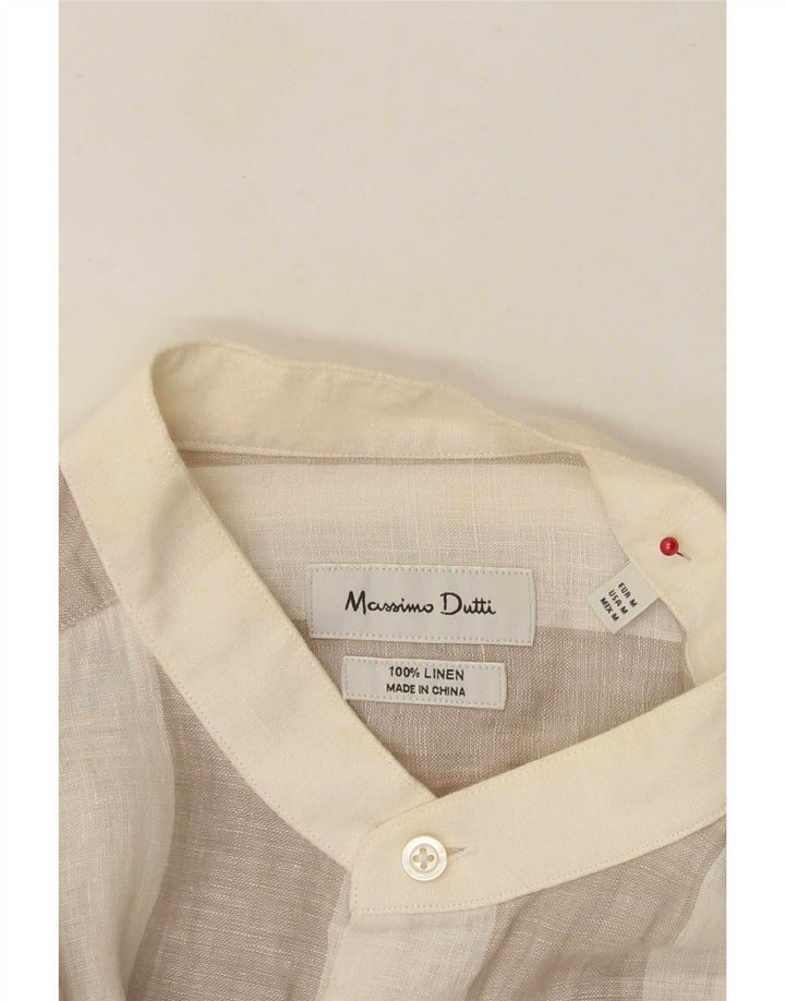 Massimo Dutti Herrenhemd Mittelbeige gestreiftes Leinen