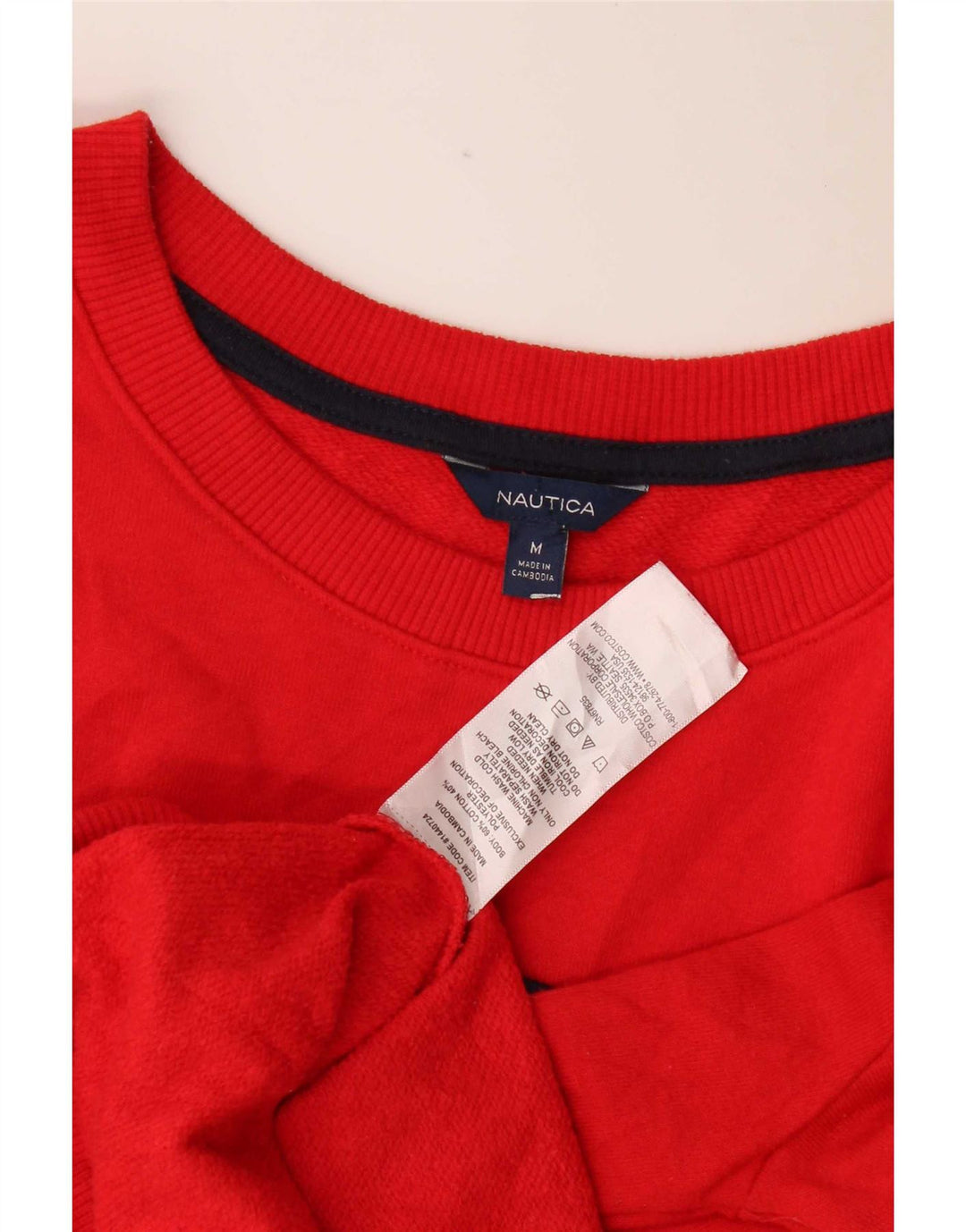 Nautica Womens Graphic Sweatshirt Pullover UK 14 Mittelrote Baumwolle