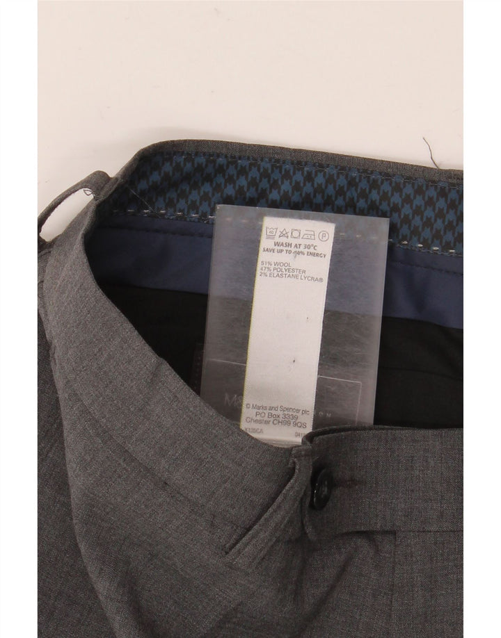 Marks & Spencer Herren-Anzughose mit maßgeschneiderter Passform, schmal, W32, L33, graue Wolle