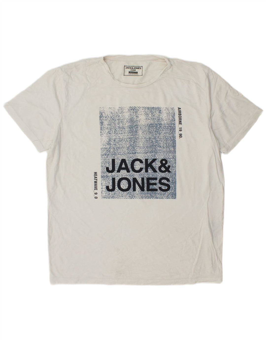 JACK & JONES Herren-T-Shirt mit normaler Passform, Grafik, XL, weiße Baumwolle