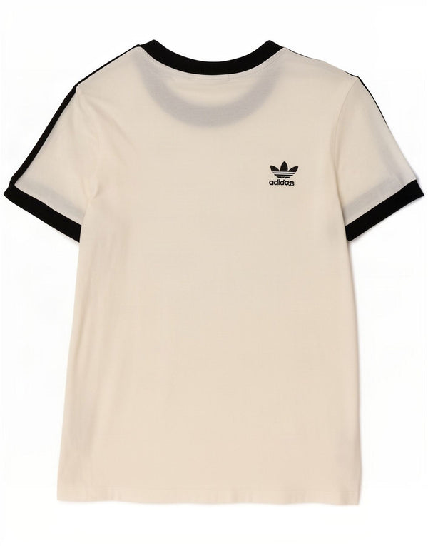 Adidas Damen T-Shirt Top UK 14 Medium White Cotton