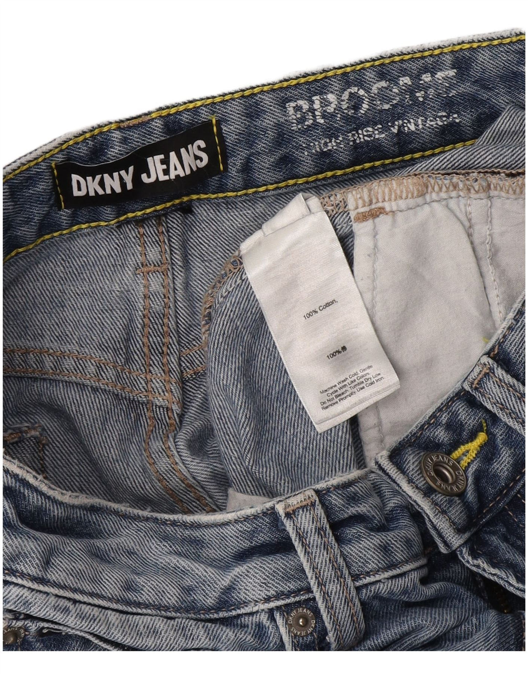 Dkny Damen High Rise Tapered Jeans W28 L27 Blaue Baumwolle