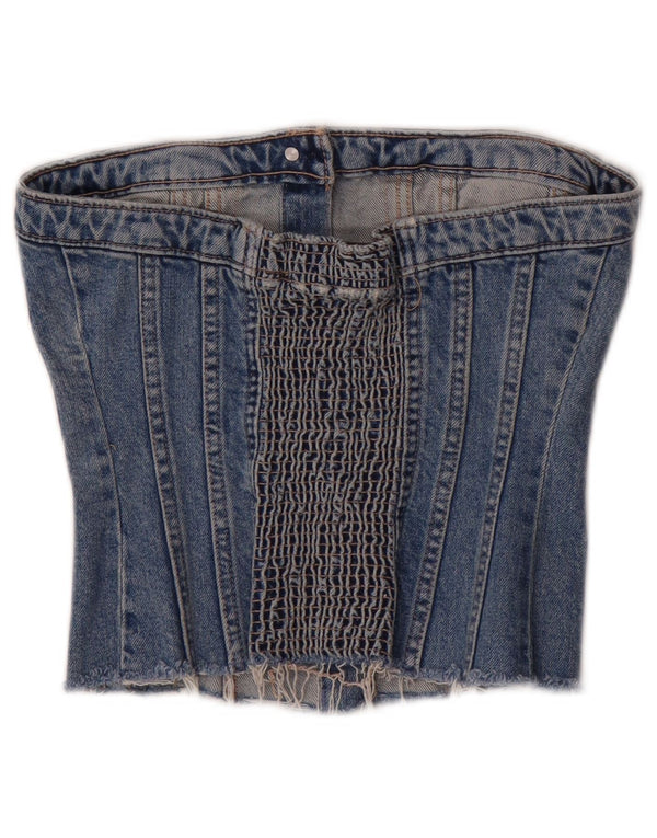 Trägerloses Denim-Korsettoberteil von Zara für Damen, Größe S, Blau, Baumwolle