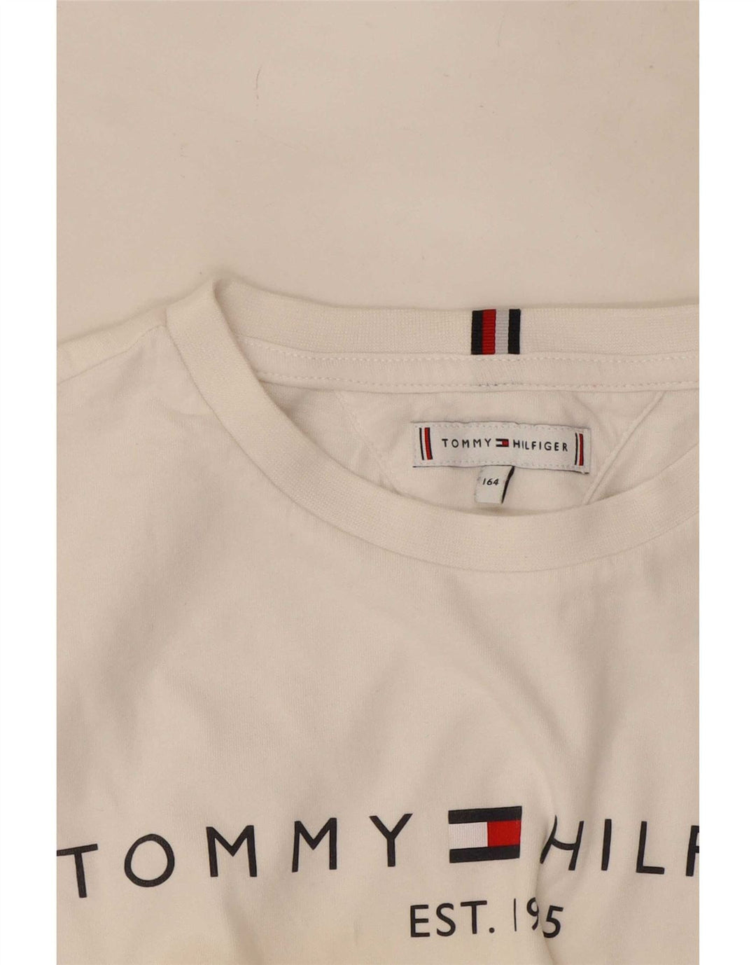 Tommy Hilfiger Jungen Grafik-Top, langärmelig, 13–14 Jahre, Weiß