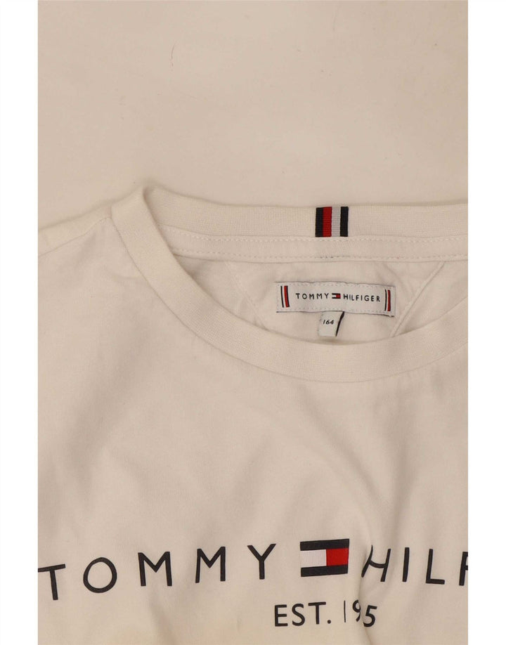 Tommy Hilfiger Jungen Grafik-Top, langärmelig, 13–14 Jahre, Weiß