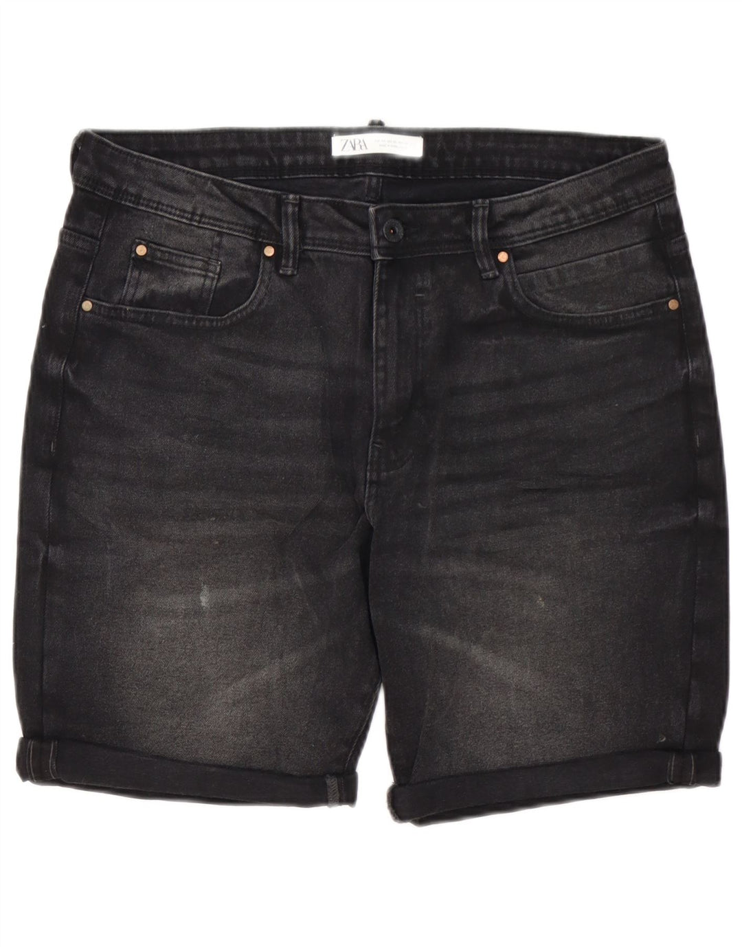 Zara Herren Jeansshorts EU 44 Large W34 Schwarze Baumwolle